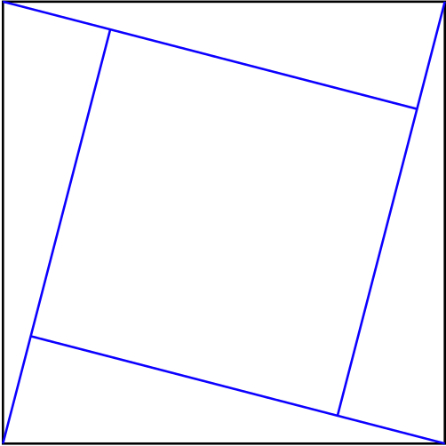 Square shown to be cut into 4 triangles and 1 square