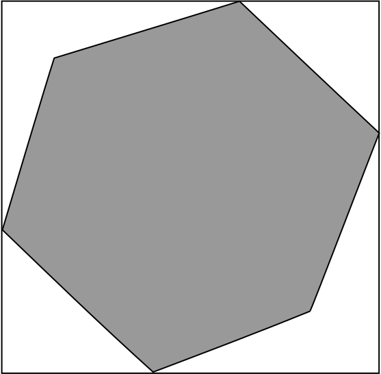 a regular hexagon inscribed in a square