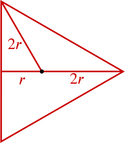 Equilateral triangle and its center.