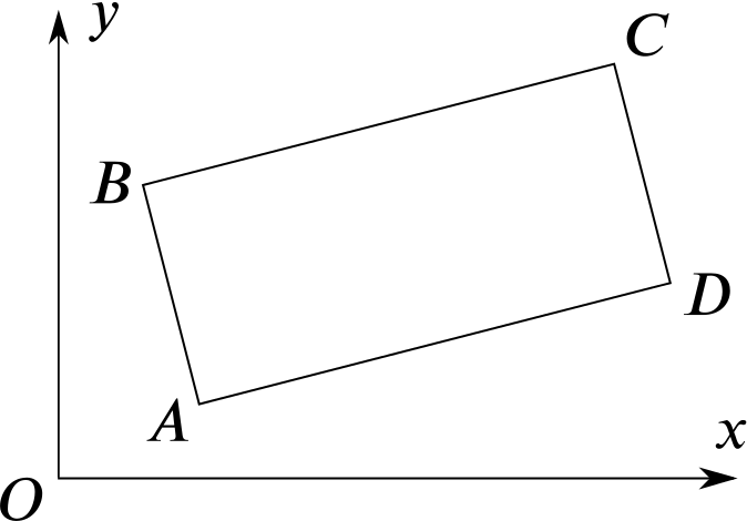 Graph with the rectangle ABCD. A and B are on the left-facing side of the rectangle, C is the top-right vertex, and D is the bottom-right