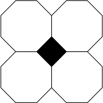 A part of the tiling of the plane consisting of regular squares and regular octagons (i.e., the case where $n = 8$ and $p = 4$).