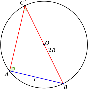 A new triangle AC'B where C'B is a diameter